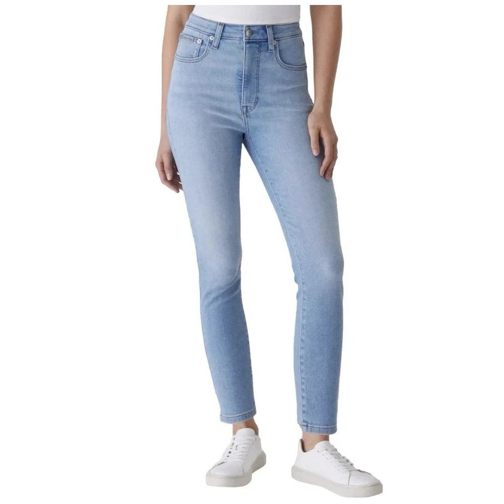 Calvin Klein Womens High Rise Skinny Jeans Light Wash Stretch Denim 27 Inseam